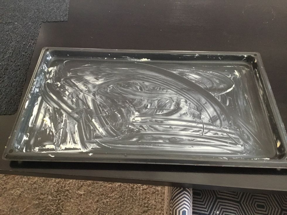 Smear butter on the tray to prevent cookies from sticking