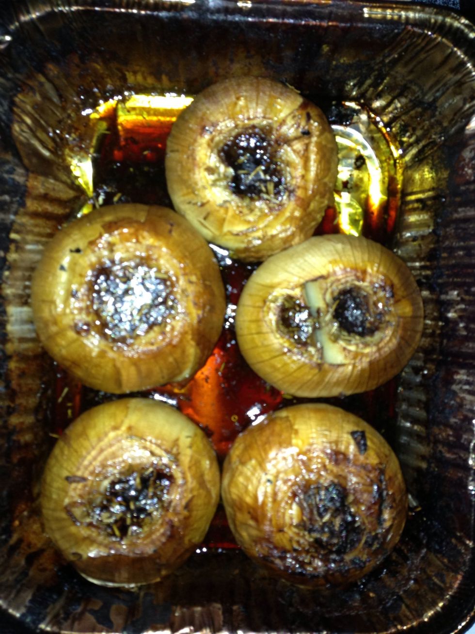 Smoke with your preferred wood. I like cherry, apple or hickory for most vegetables. Some of the mix will spill into the pan, do not discard this. When done remove outer skin which will be tough.