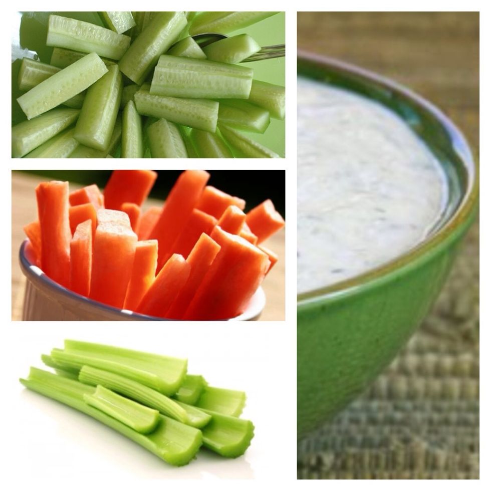 Snack on raw veg instead of crisps/ chips. Pick something crunchy and you can pretty much have as much as you want of the above. Pick a low fat yogurt dip like tzaziki or reduced fat humous. Yum! :)