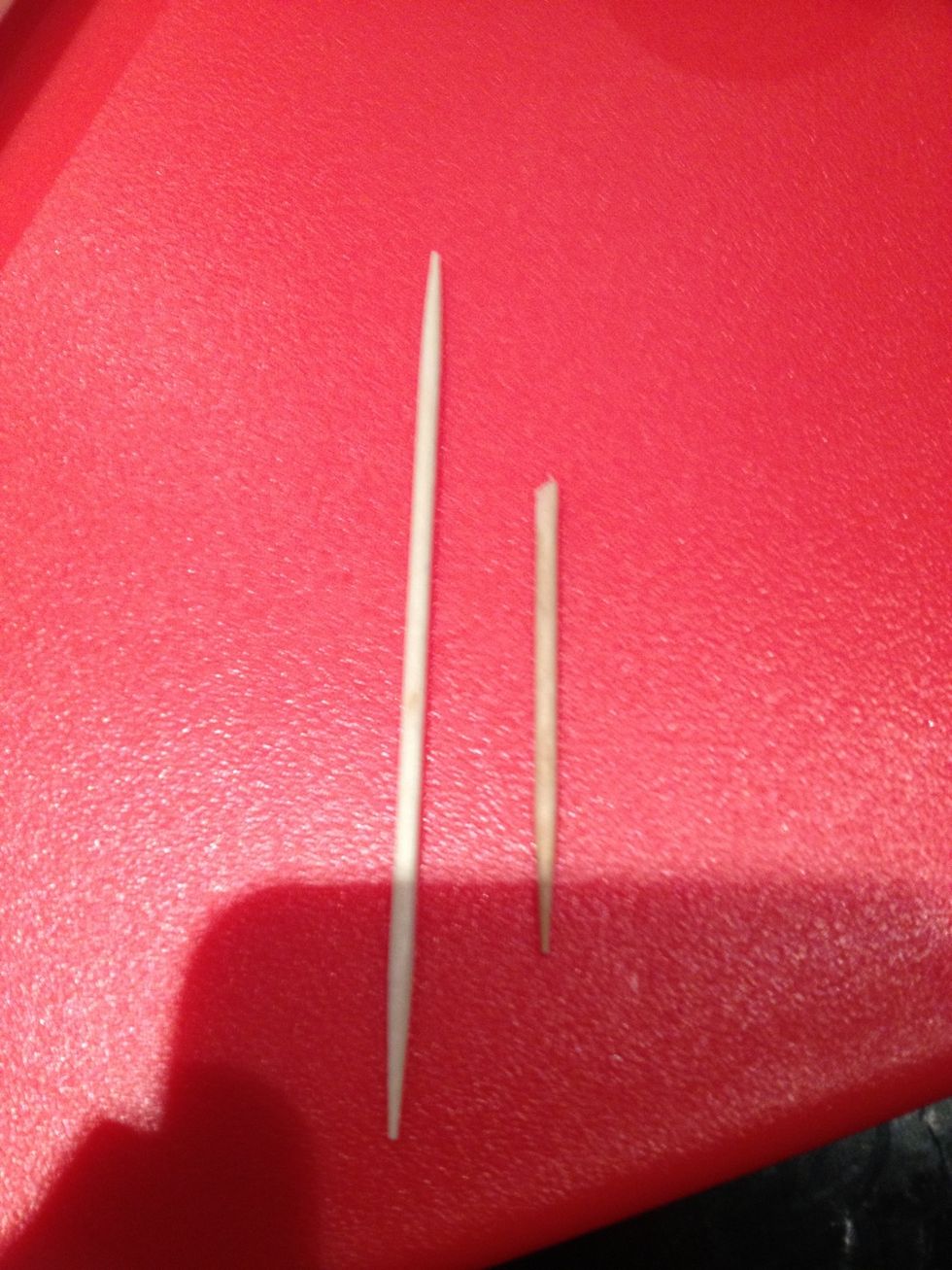 Snap off the end of the cocktail stick to make it blunt