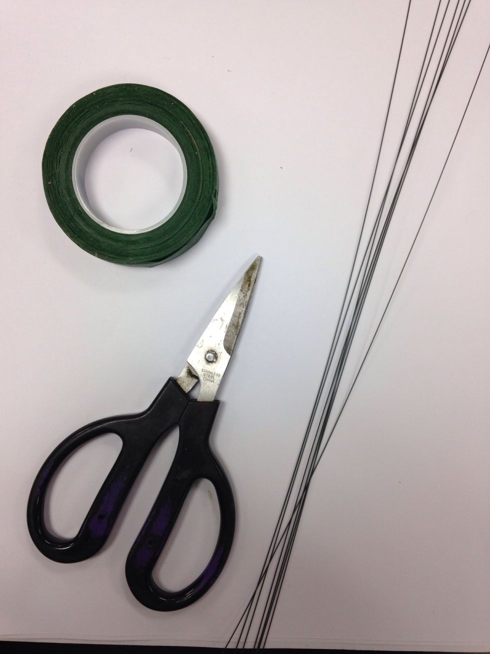 Snips, floral tape, and wire