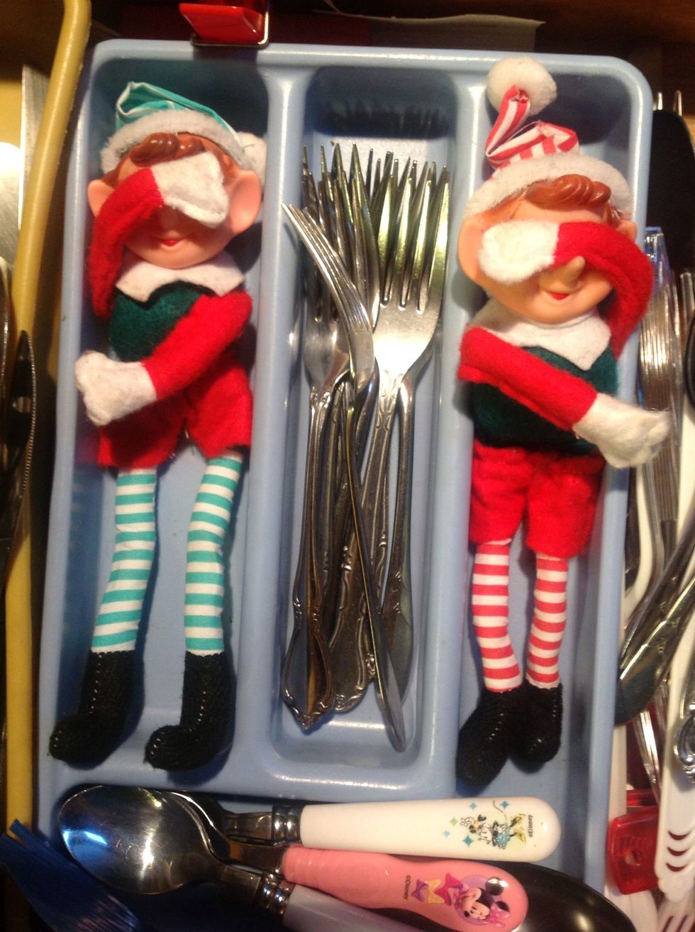 Snoozing in the silverware drawer....