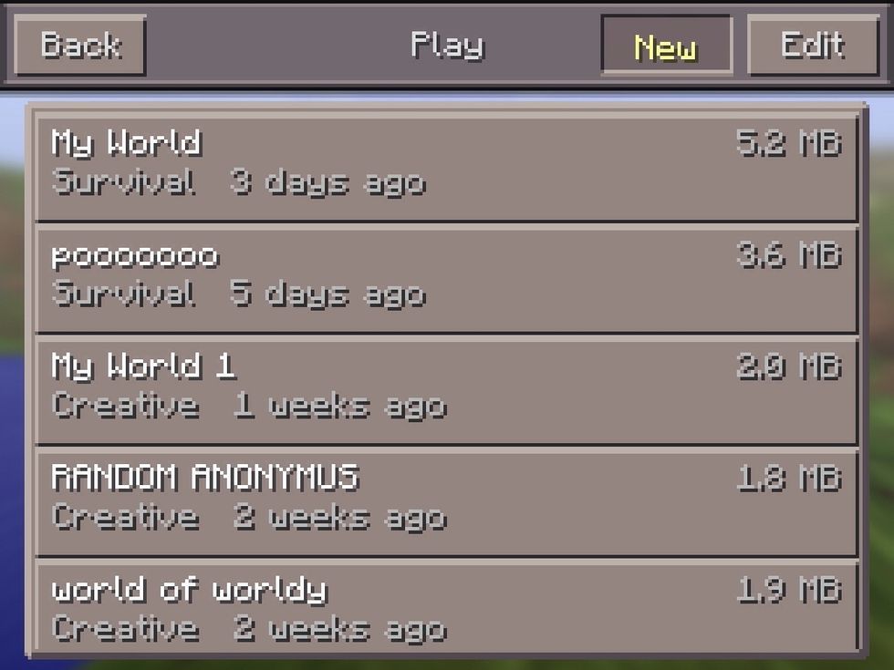 So, first make a new world...