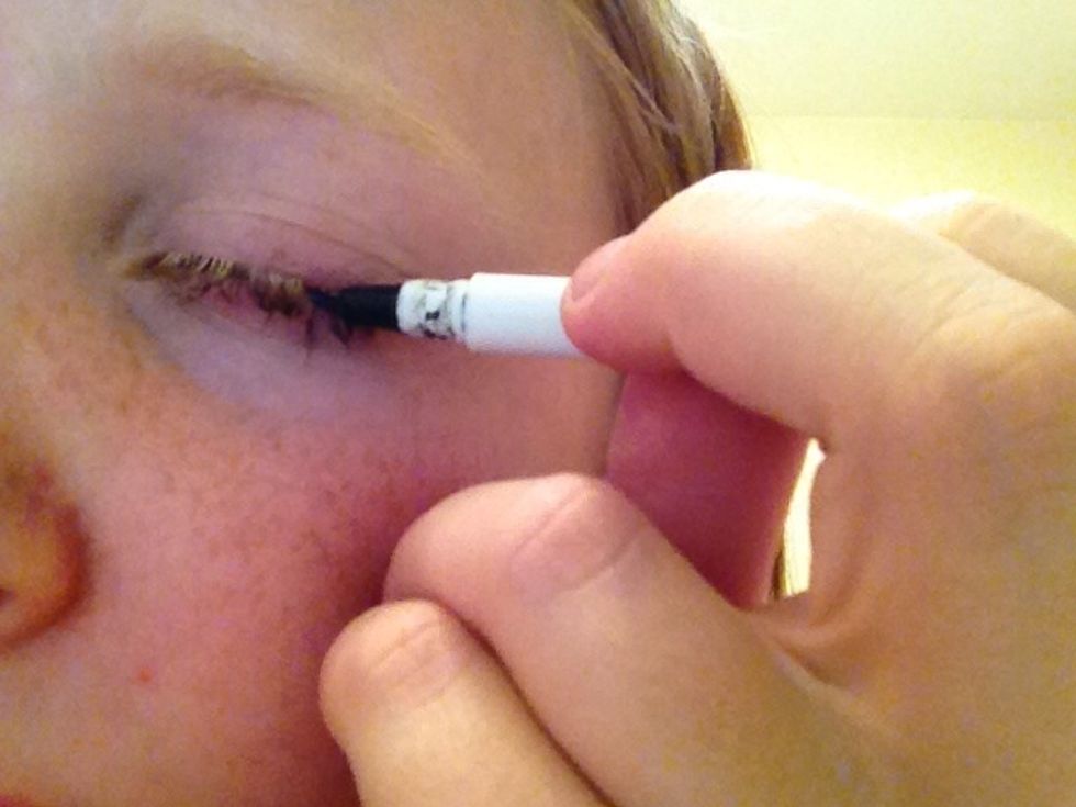 So get the eyeliner and put it on the spots were there's blond.