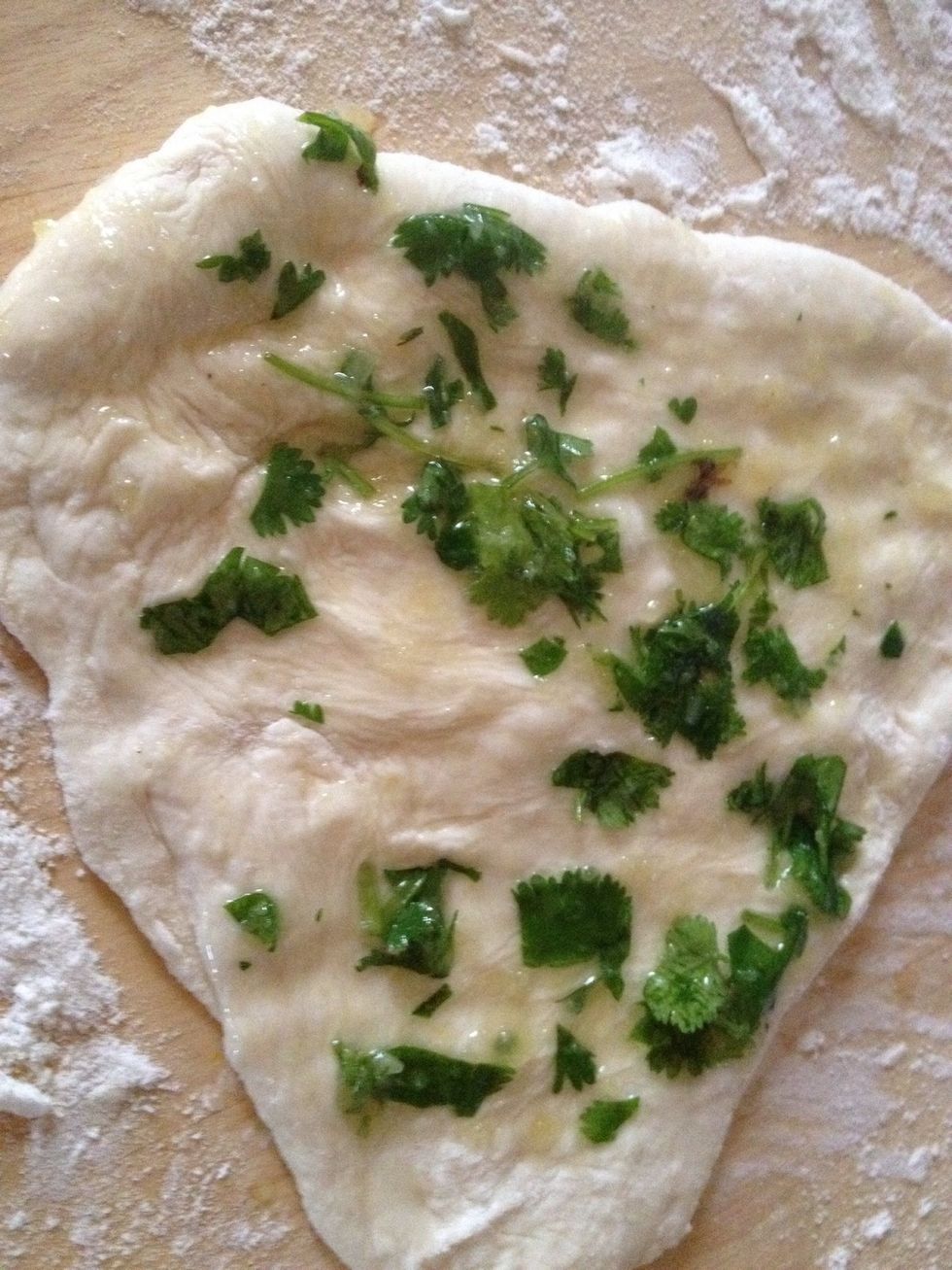 So I ended up making four and now put your cilantro olive on your naan , if you want it simple then leave it plain