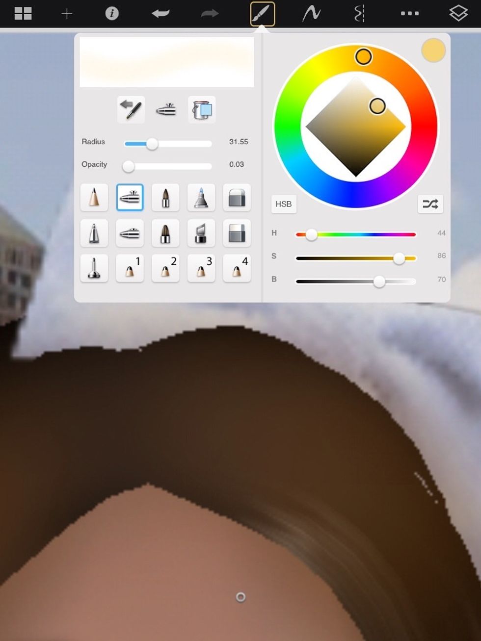 So I'm using yellow the same color of the shirt , to change the color of the bow to yellow so it will match