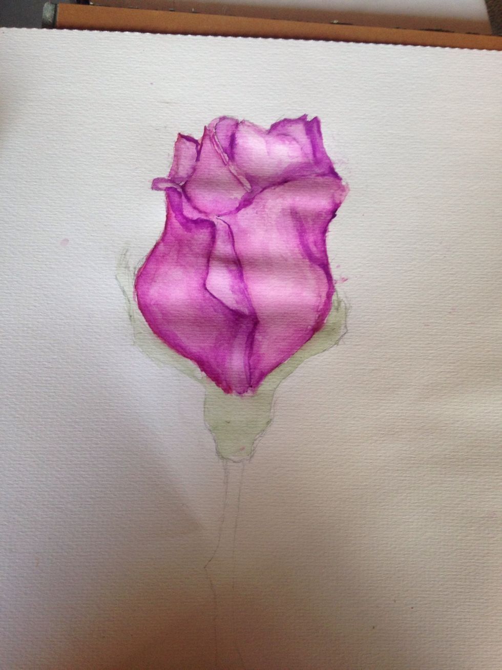 So I skipped a step, but I took a really concentrated color and took it real thin along true edges. Begin your stem thing