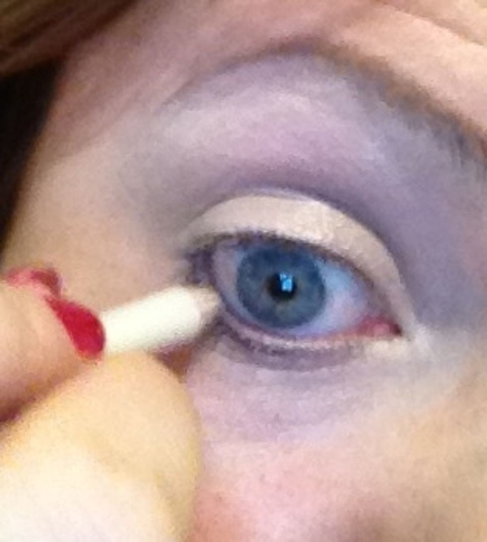 So I've primed the eyes using foundation you can buy eye primers but foundation is a great primer to use!  On the water line I'm using a creamy white liner.