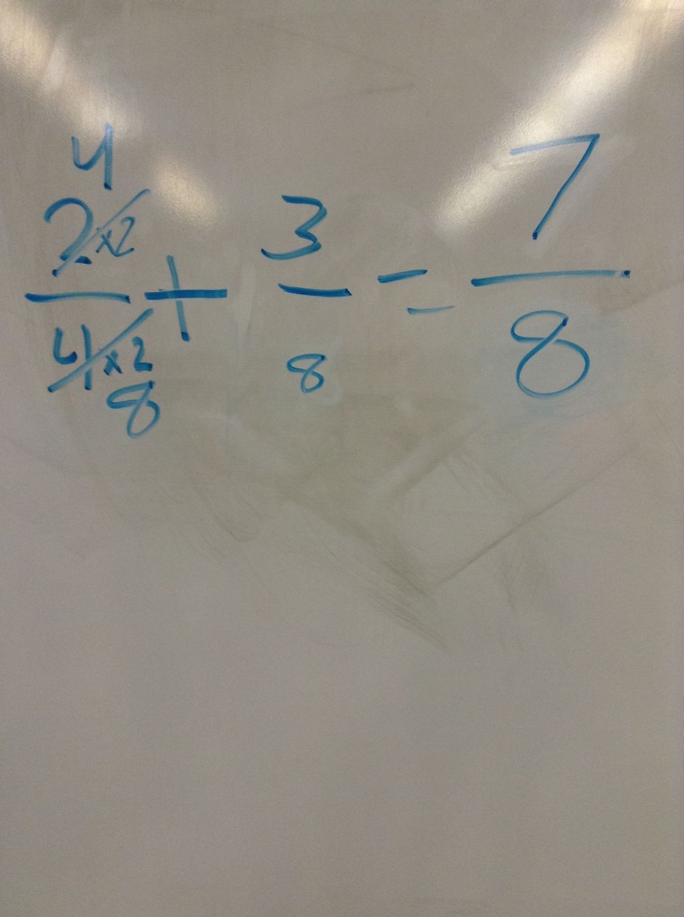 So if our denominators are the same we keep it the same even if we add the two numerators.