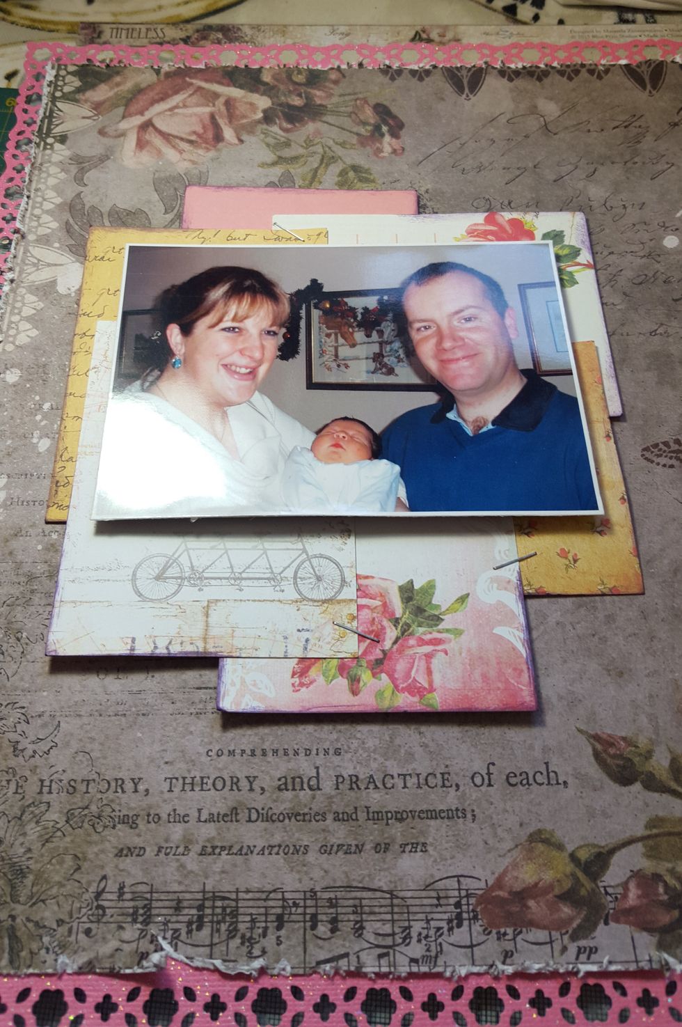 so it looks like this! Don't stick on your background yet!  Decide where you are going to have your photo and mark with a small pencil mark so you know where to apply the texture paste.