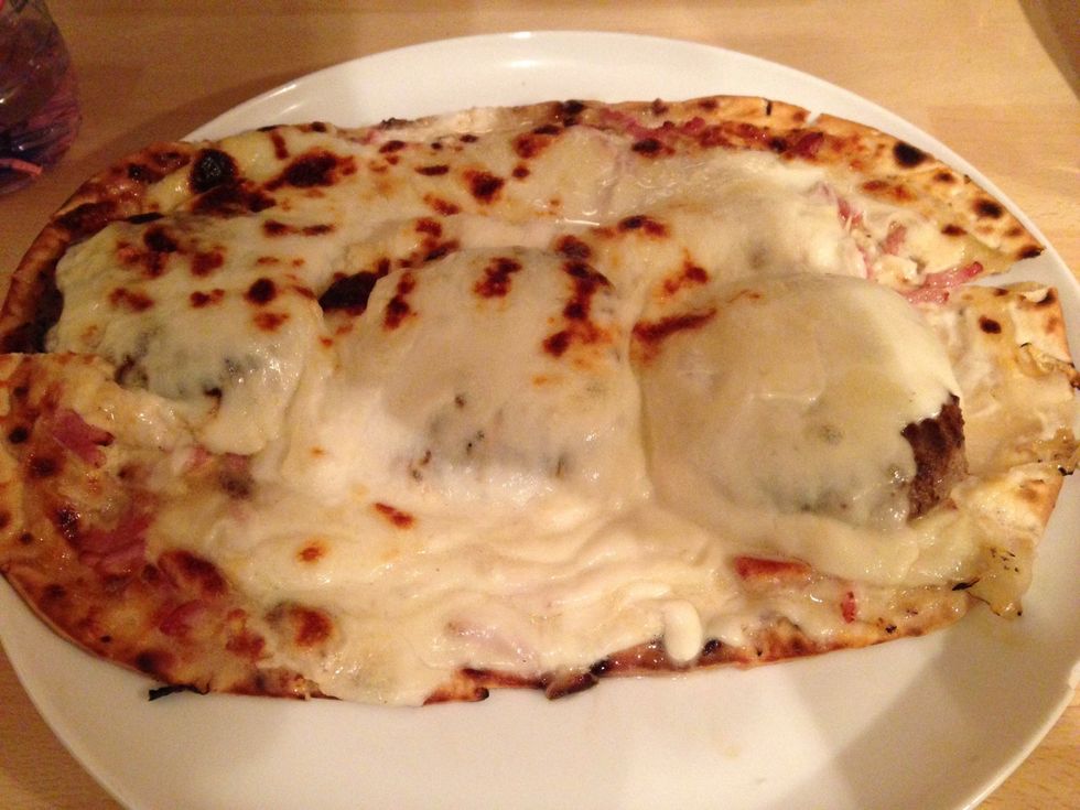 So, left mozzarella side at the bottom