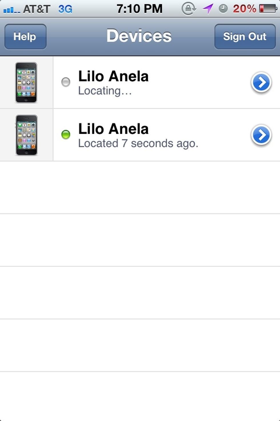 So long as your device has the FIND MY IPHONE feature and Location on, it will automatically start searching for your device. Touch your device to access the location.