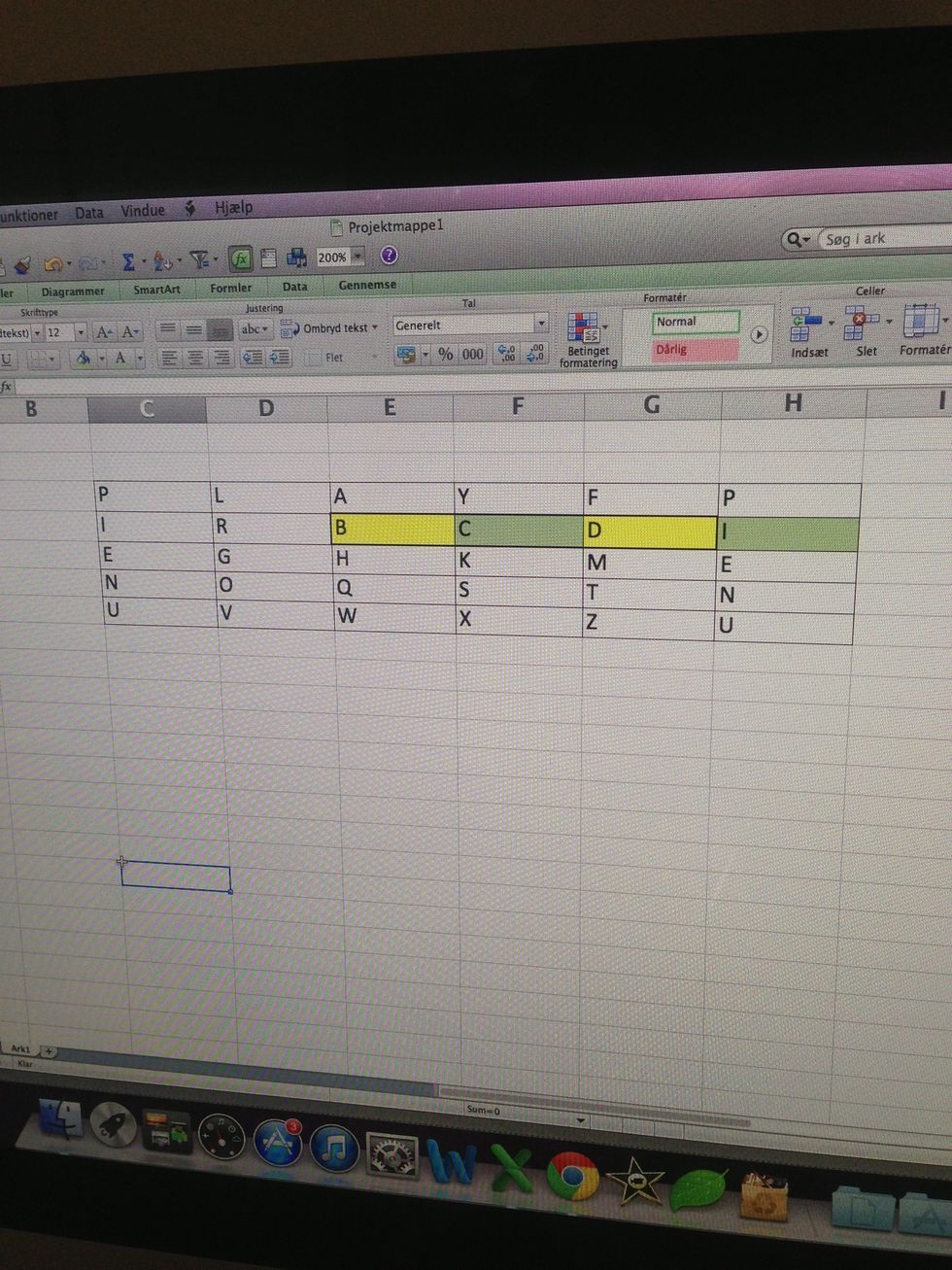So now we move the letter to the right so B and D becomes C and I