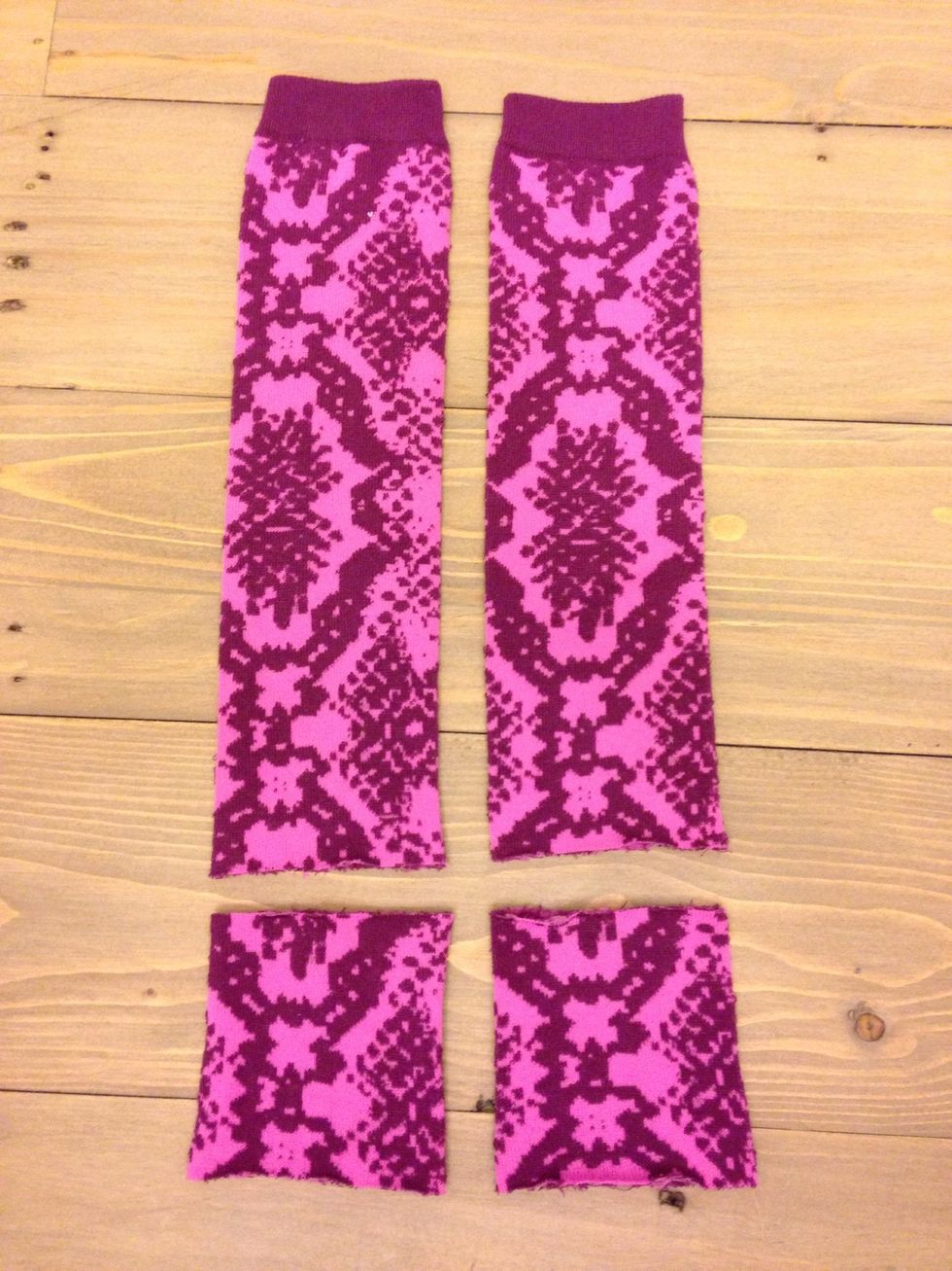 So now you are left with this! We will use the smaller piece to make a cuff finish.