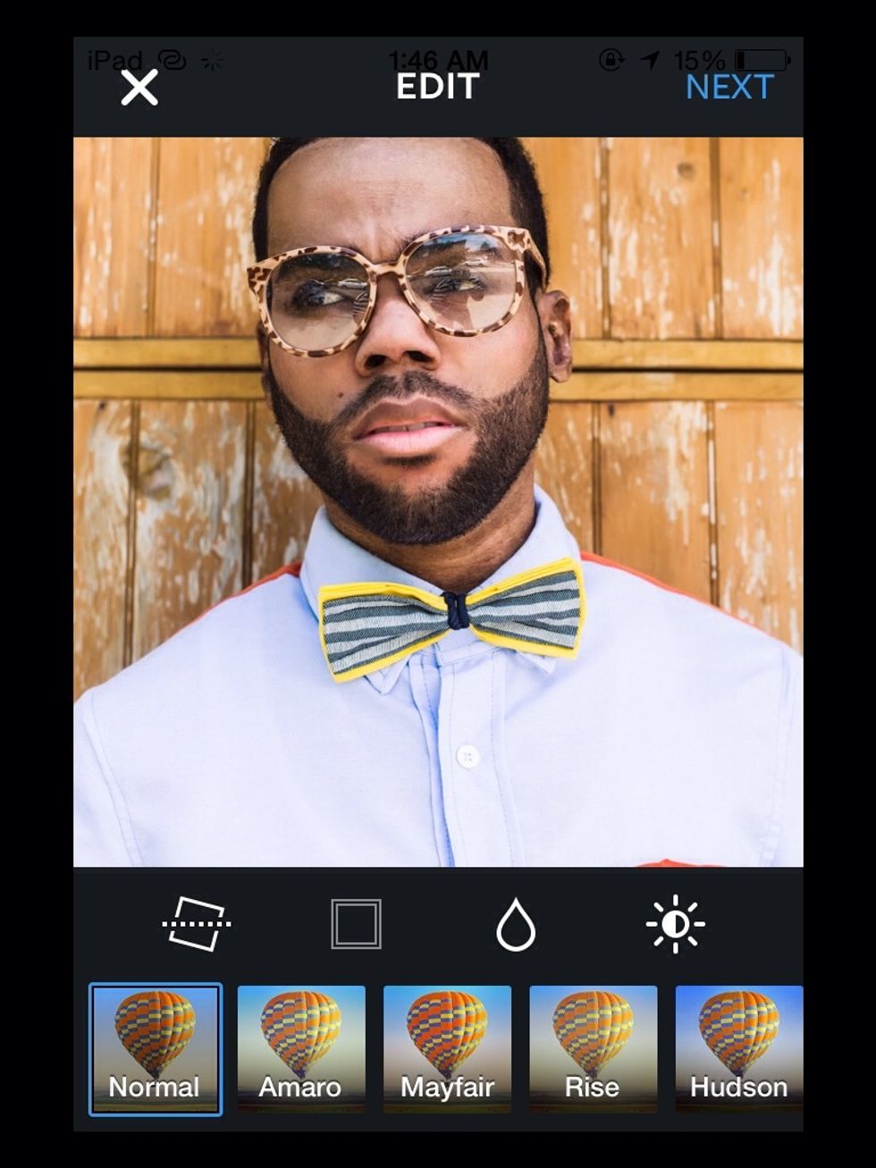 So this is a typical photo being uploaded within instagram. It crops the photo with an aspect (1:1). It cuts off the sides of the photo. So I will show a quick way to correct that.