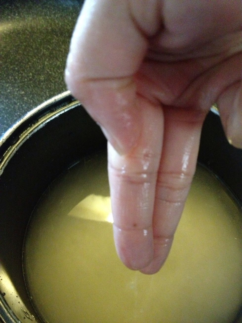 So while everything is marinating am going to start my rice. People ask me all the time how I get perfect rice just look at finger The second line is where the water should reach