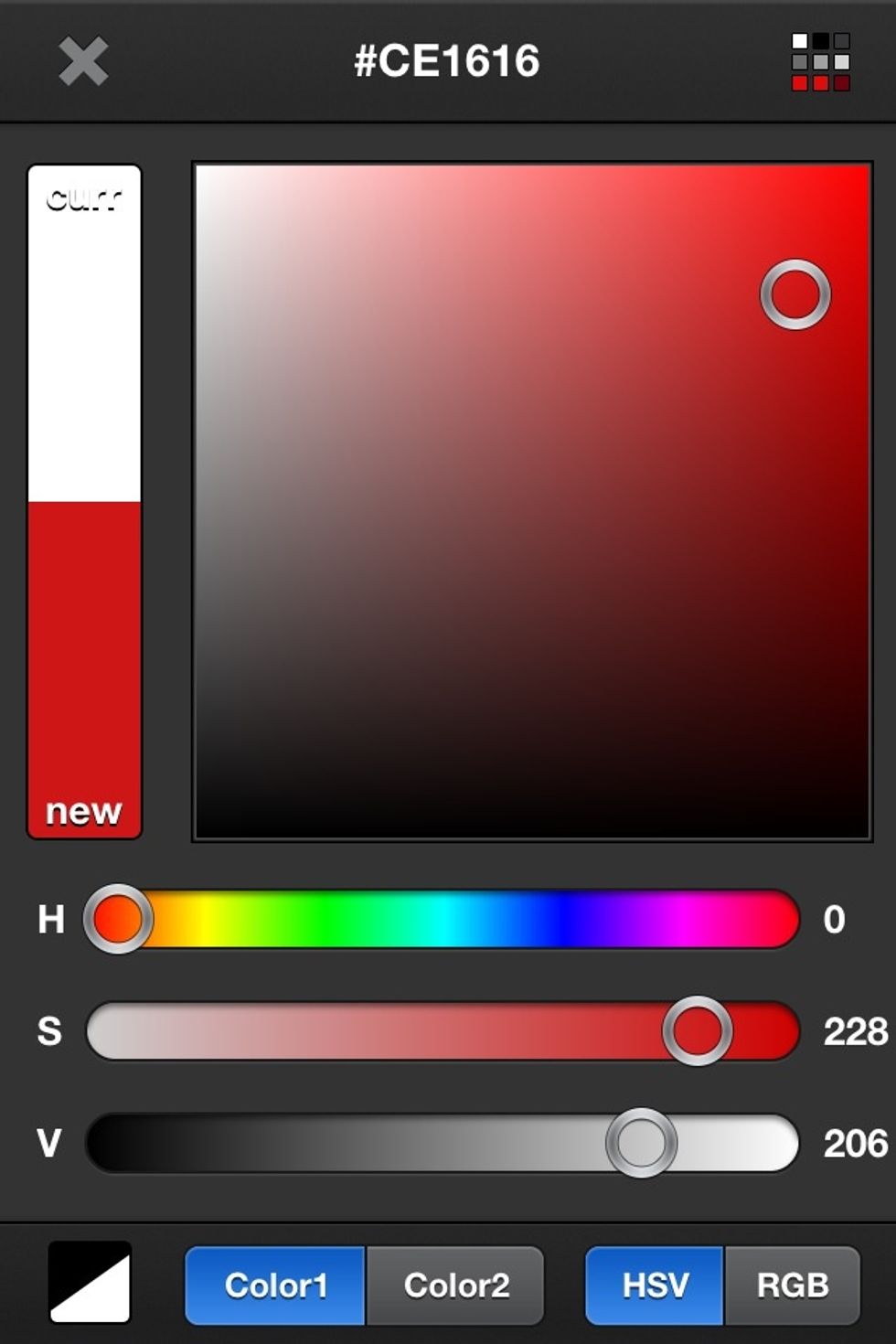 So you can select your new color using the wheel or slide bars below.