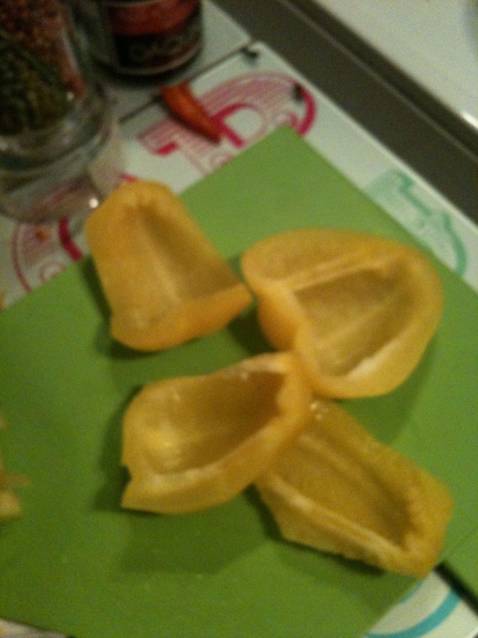 So you end up with four clean, seedless prices of pepper! No clean-up! Now you can chop these however you like.