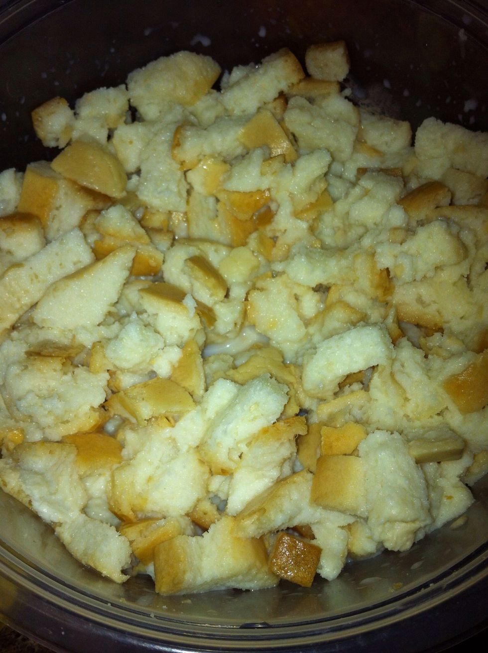 Soak bread in milk or water