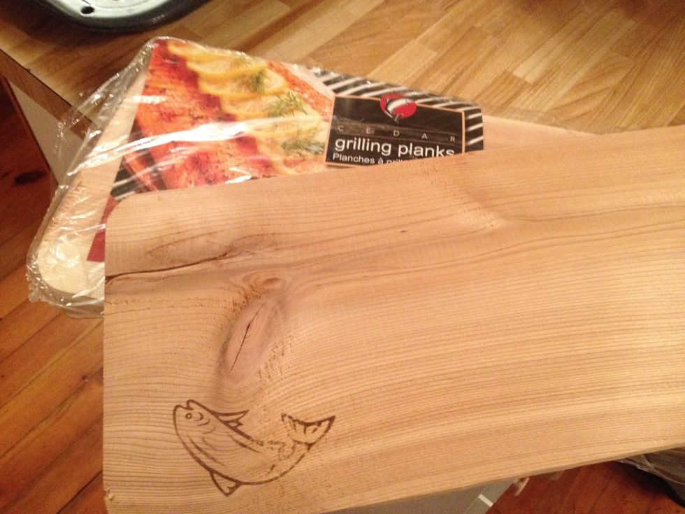 Soak cedar plank in water for 24 hours. This is way more important then you may think. Trust me...2 hours won't do...more on this later.