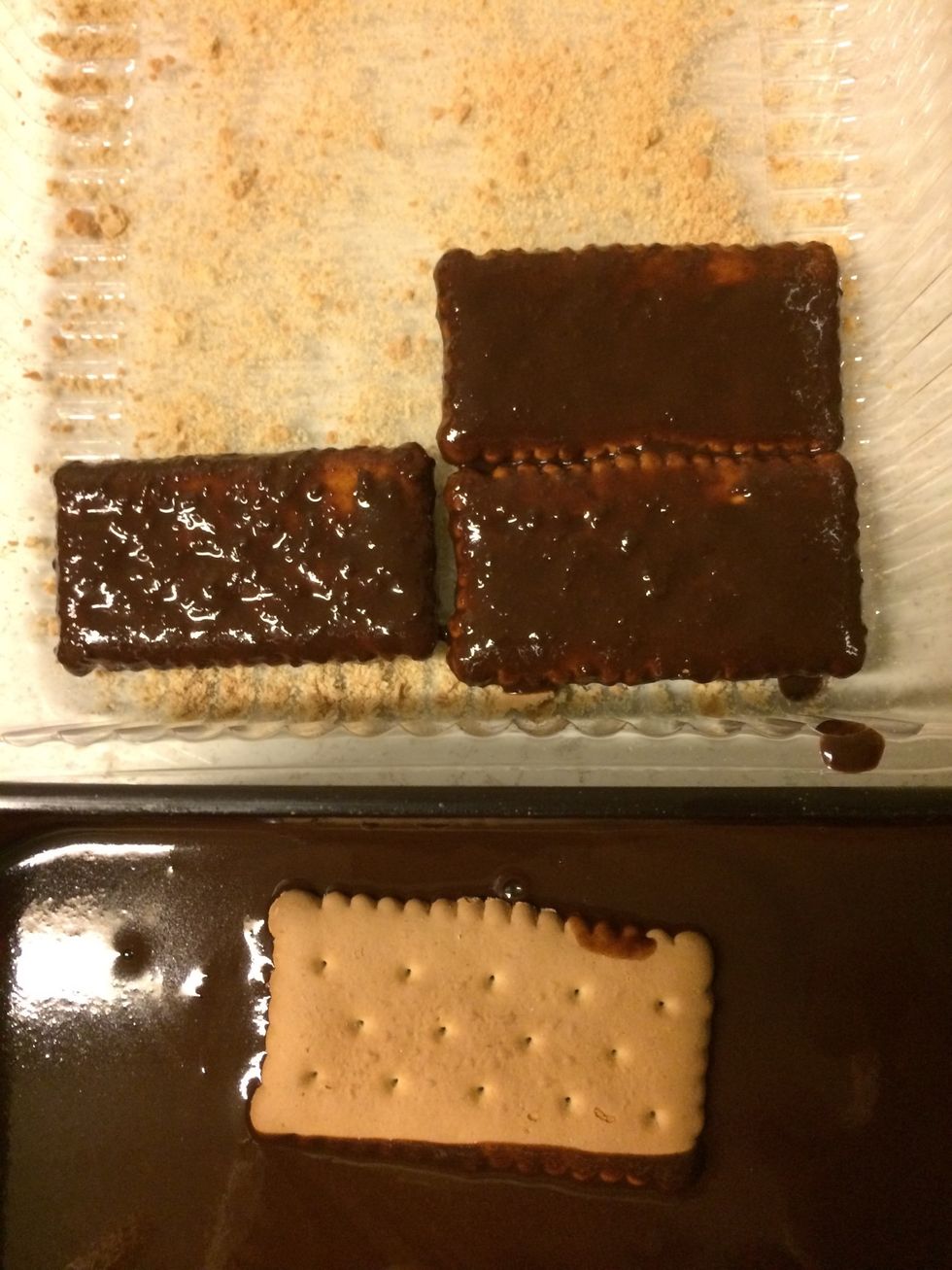 soak cookies in the chocolate with coffee