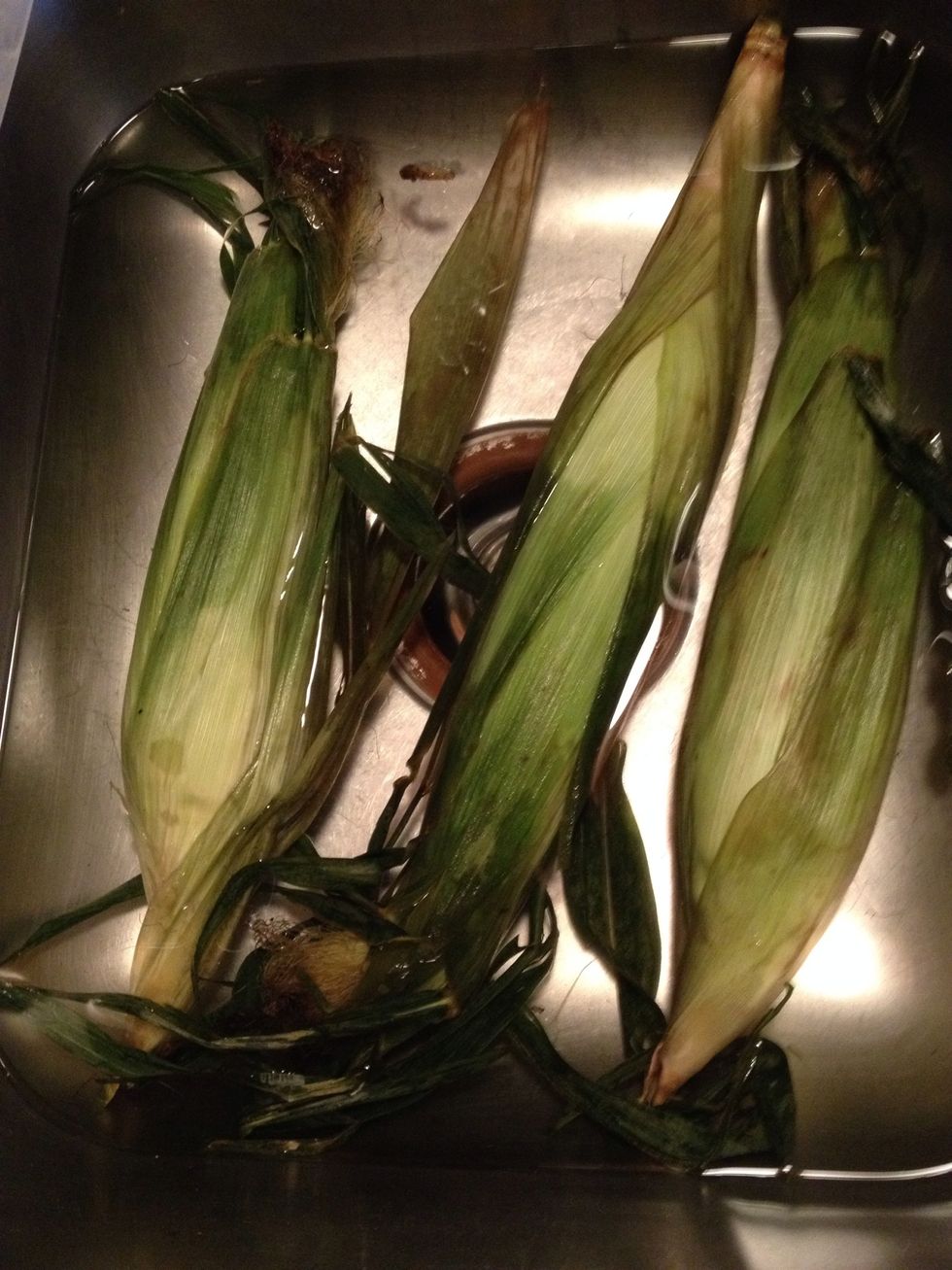 Soak corn in water for about 30 minutes