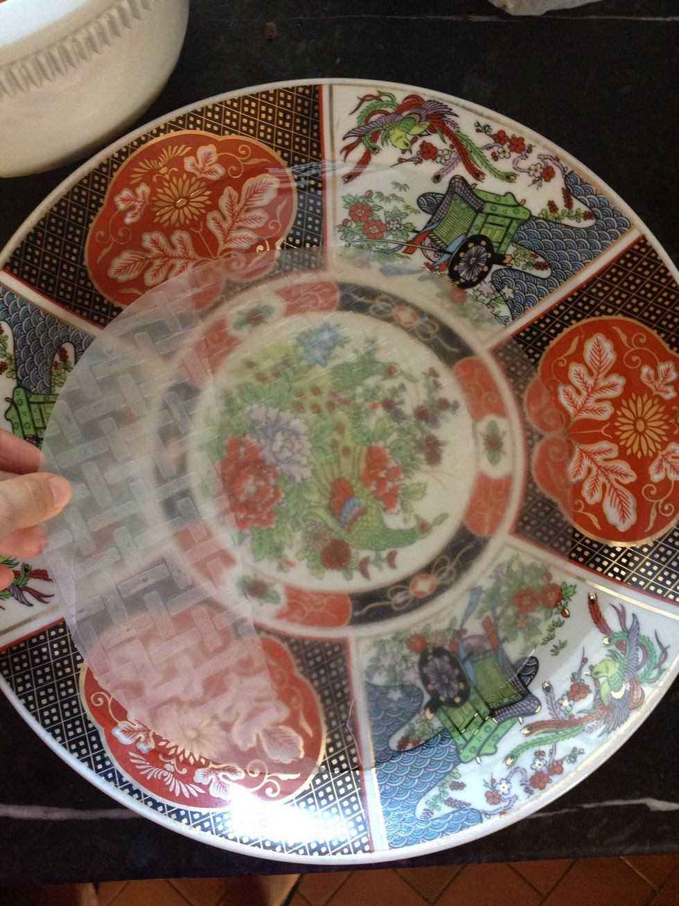 Soak rice paper in warm water until soften