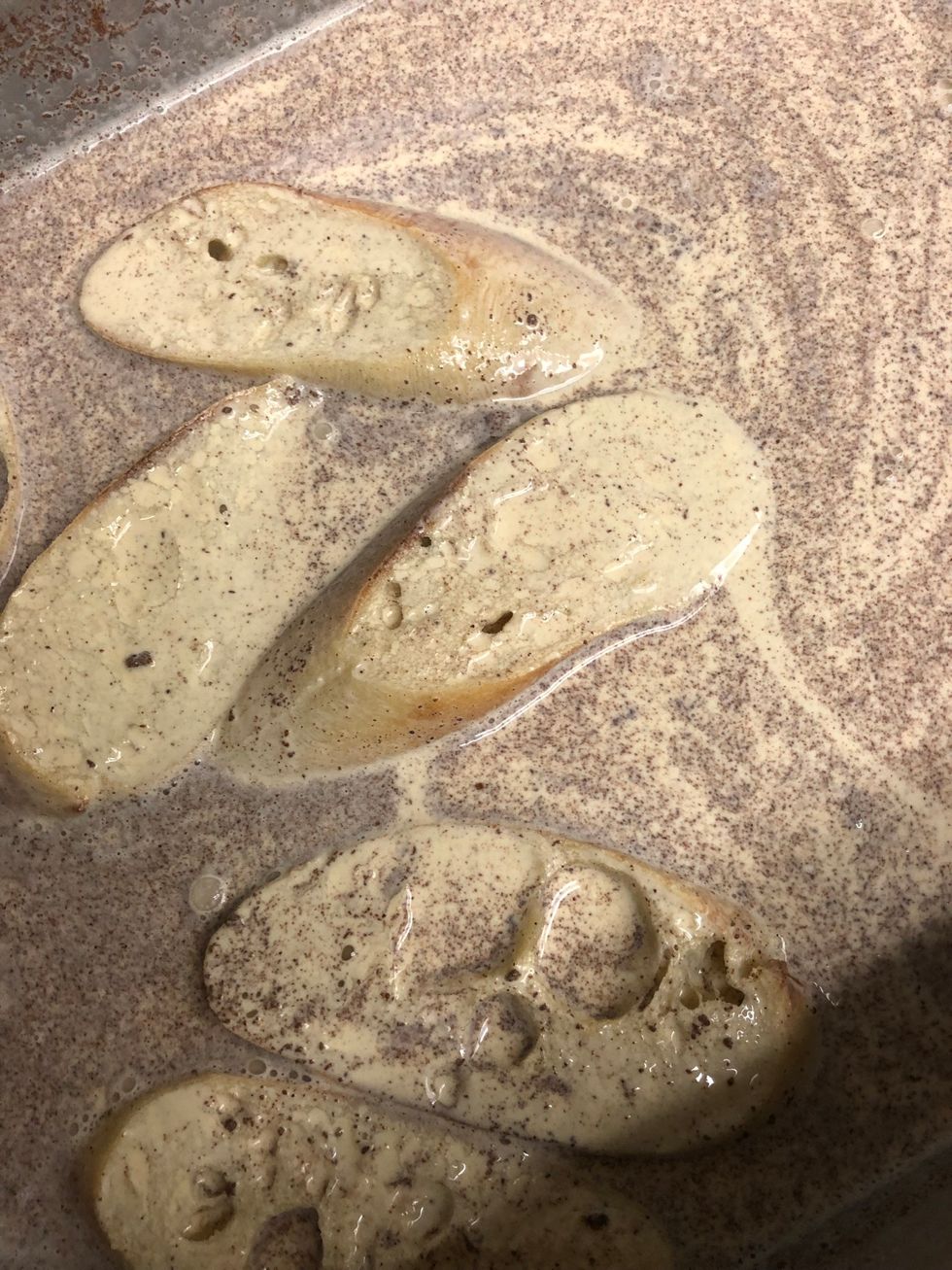 Soak the bread. Baguettes need 20-30 minutes