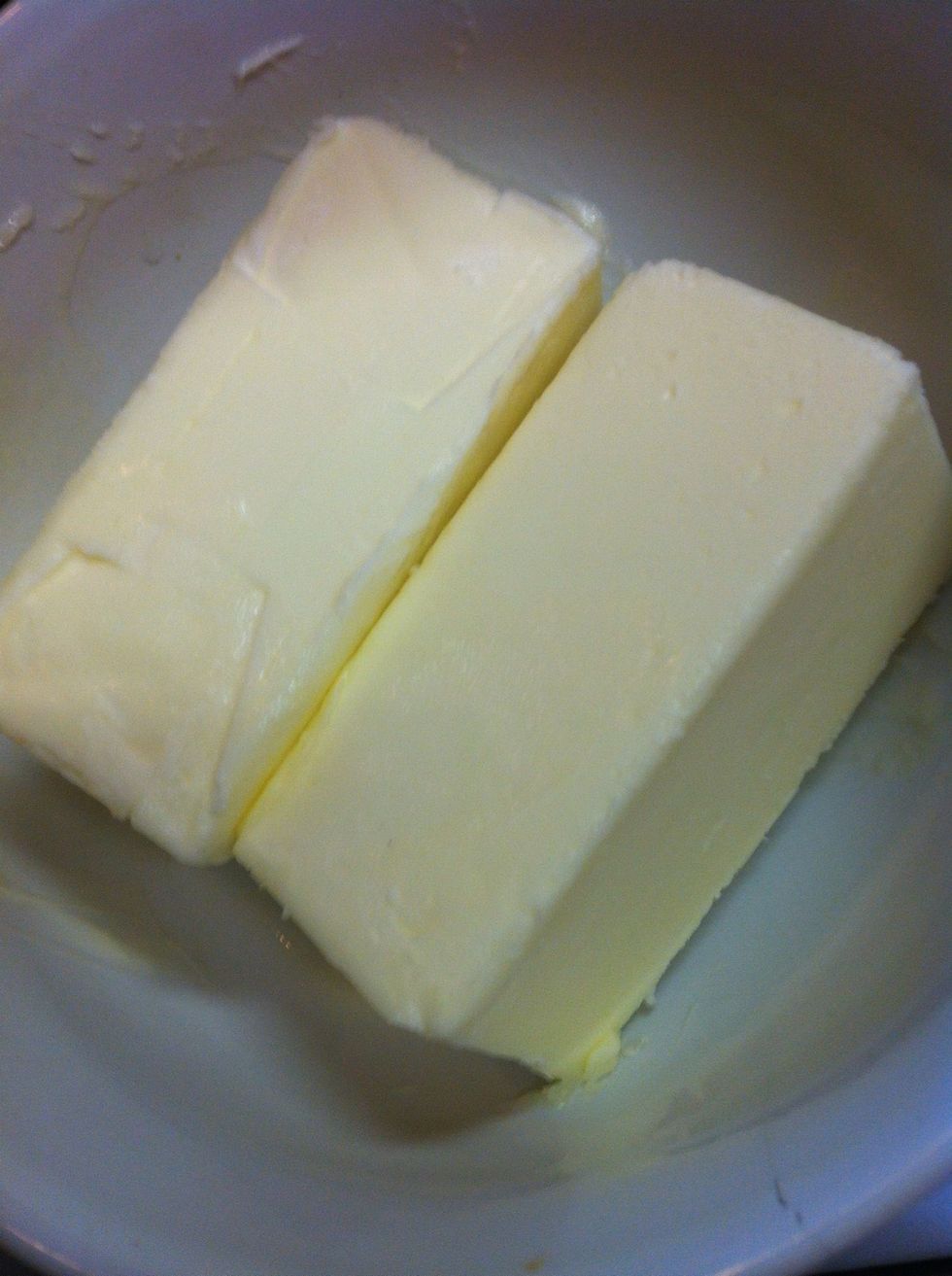 Soften 1 cup of butter (2 sticks)