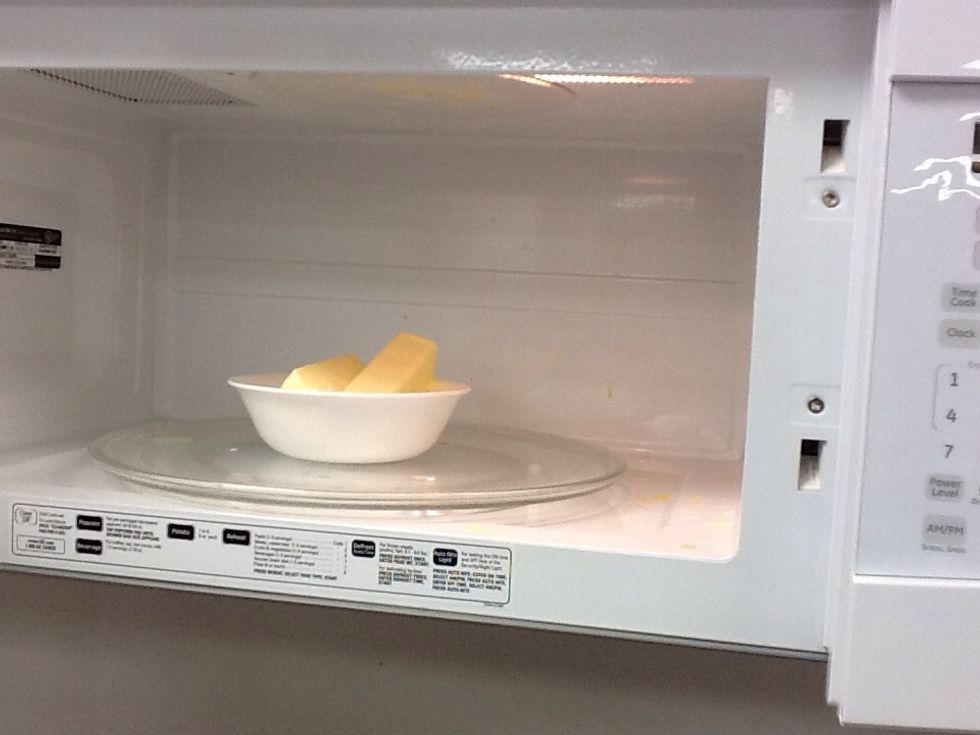 Soften 1 cup of butter in microwave.