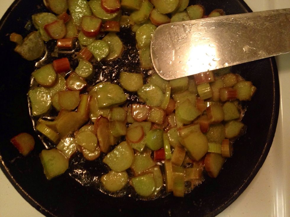 Soften the rhubarbs.