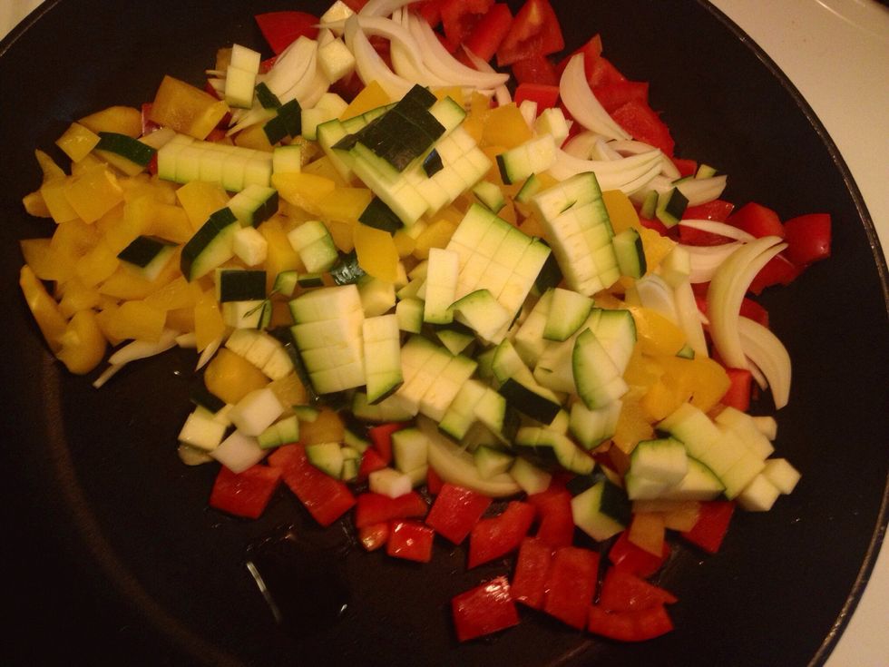 Soften the veggies in some olive oil.