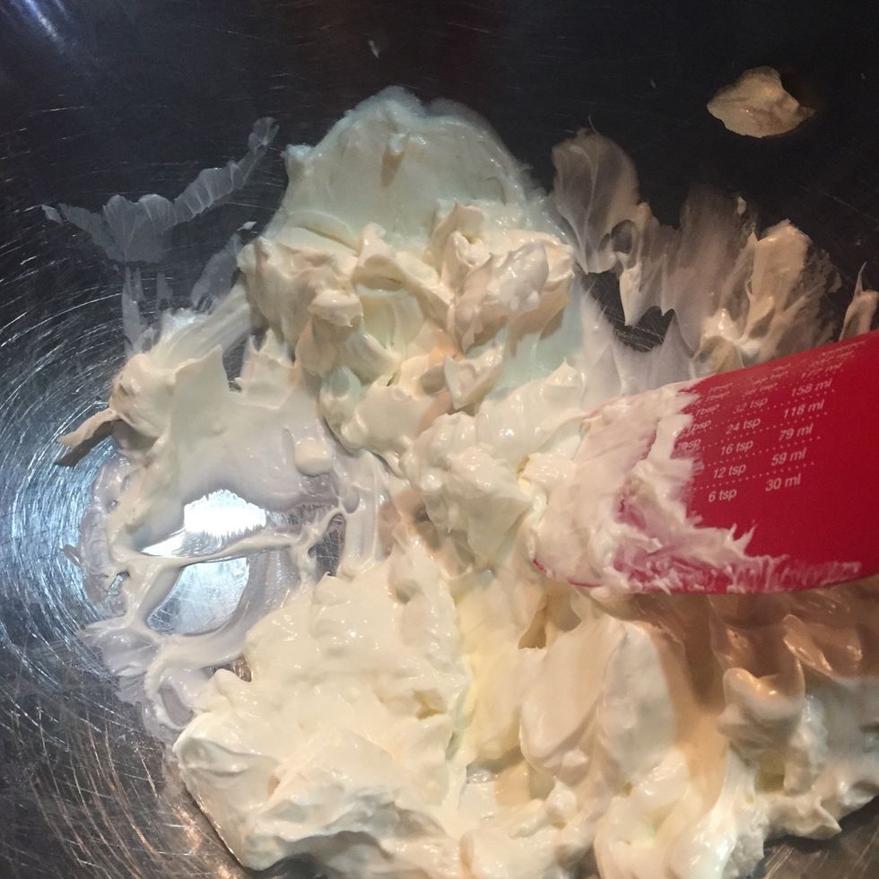 Softened your cream cheese. This best of you leave the cream cheese few hours in room temperature.