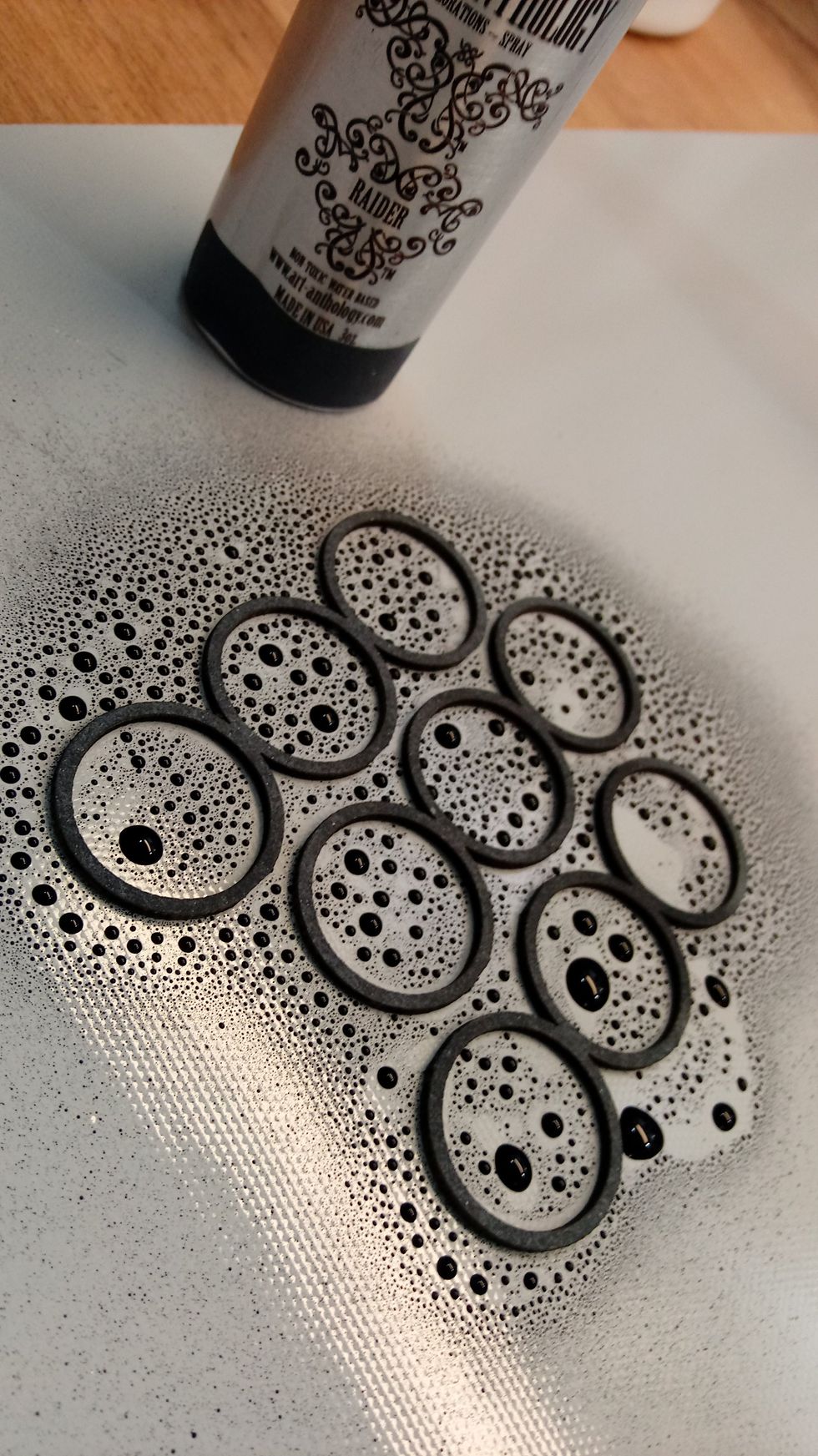Some chipboard circles will add a little extra interest on each piece, but still be simple enough to let the little dolls shine! I'm using Raider Coloration Spray to add color!
