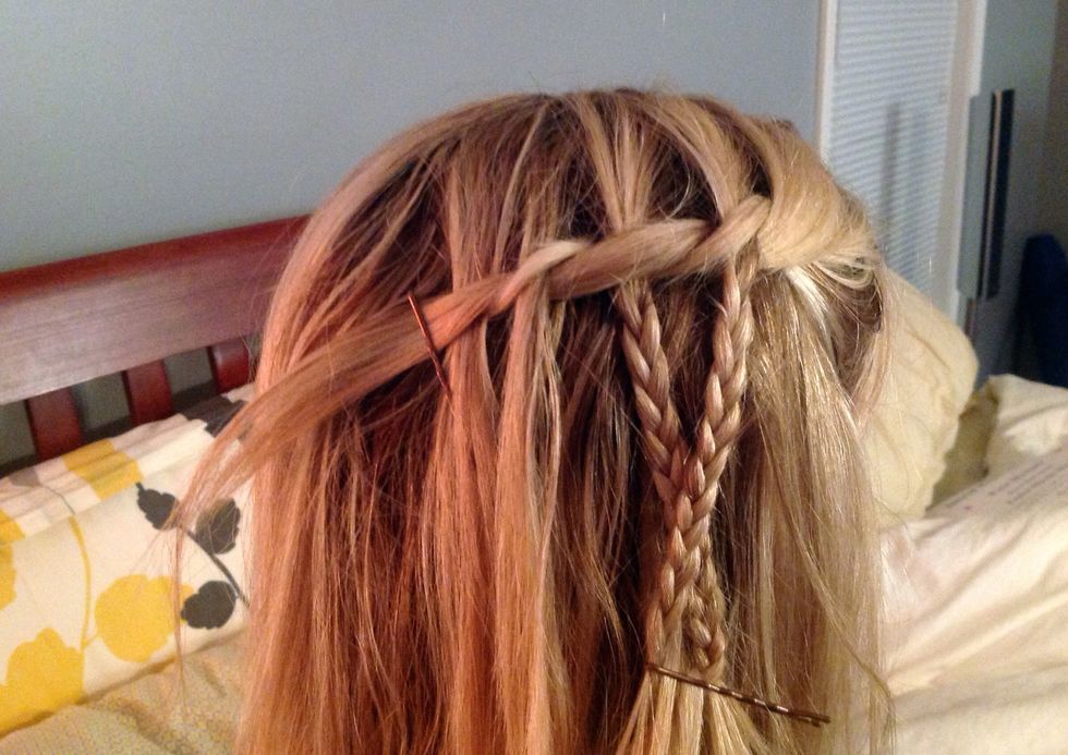 Some extra options to make the waterfall braid unique is to braid the little waterfall strands coming out of the braid.