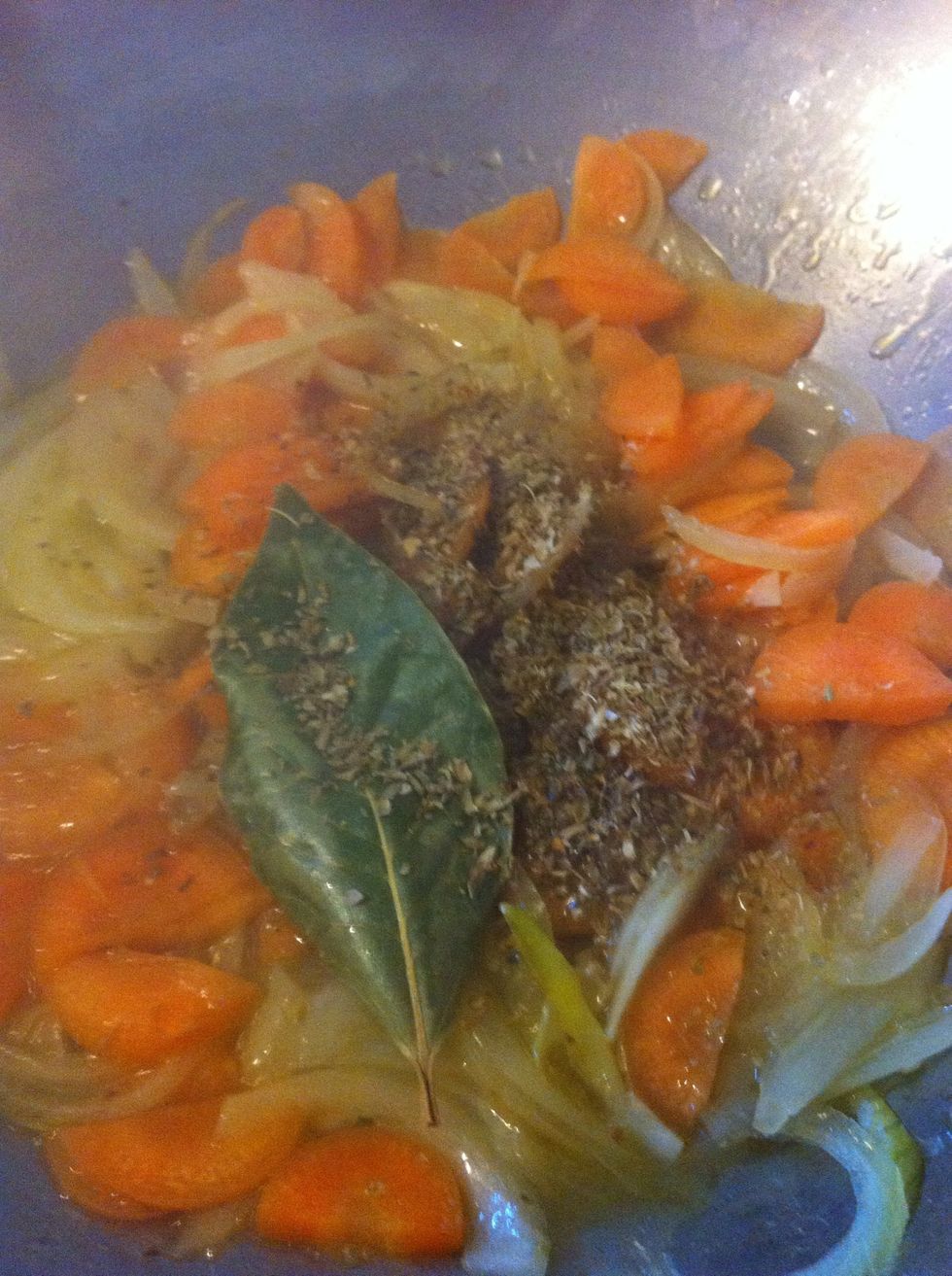 some herbs can be nice at this point. Oregano and bay are my choice.