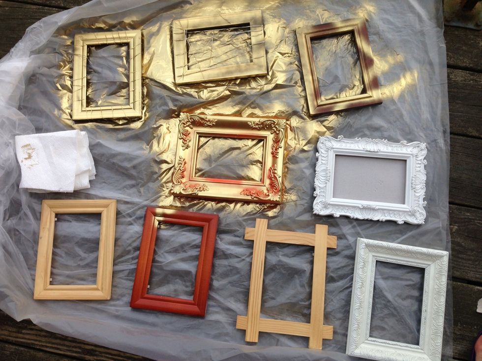 Some I sprayed completely, some just enough so that the background color would 'p0p'