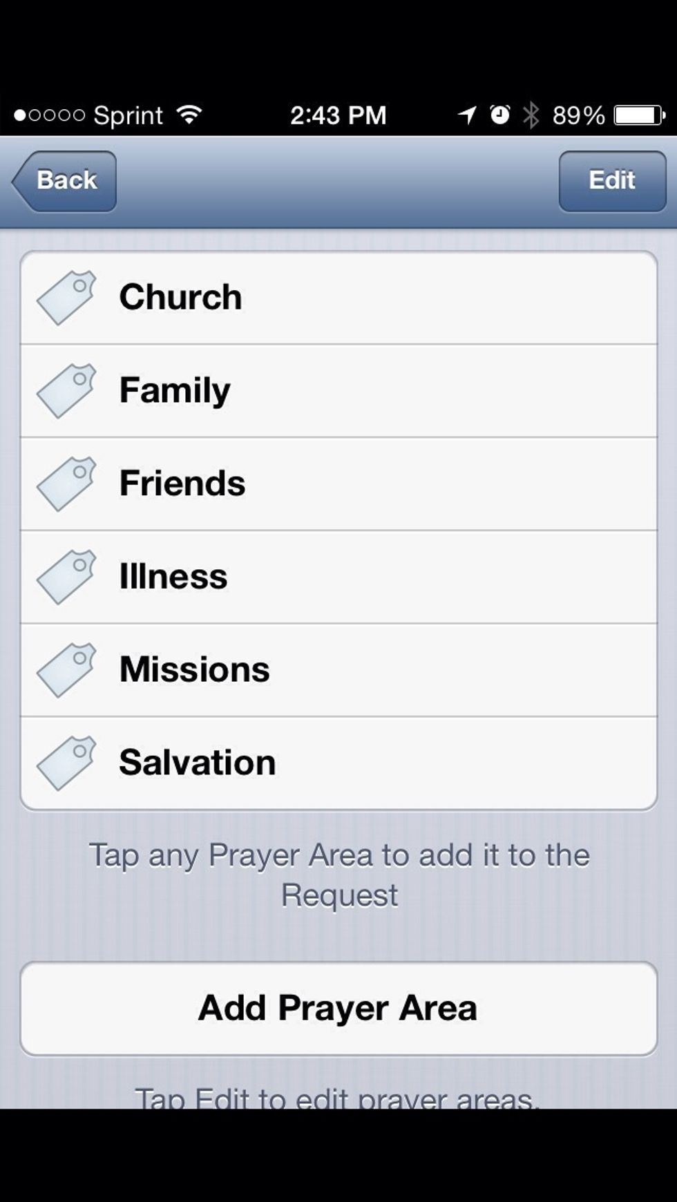 Some lists may overlap into specific prayer categories. Create each category you desire & then check all that your list applies to. You may be praying for someone's health that also needs salvation.
