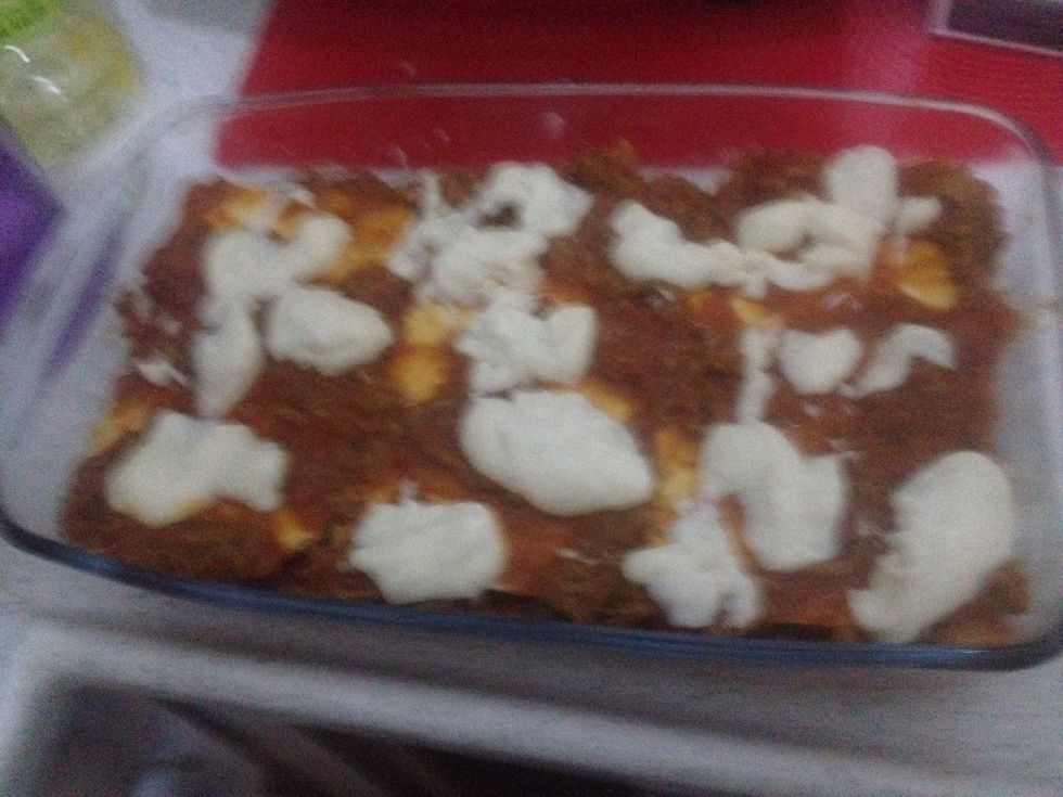 Some more cheese sauce and repeat layers. I used 4 layers before my last step....