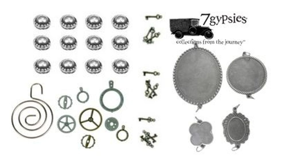 Some of the odd bits and pieces I used as the background for the piece - lots of 7 Gypsies metals.