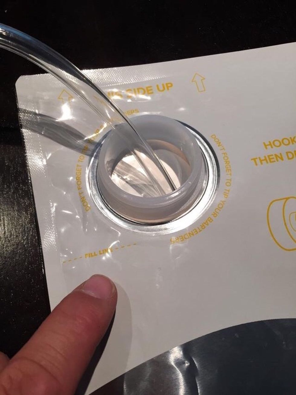 Some places can't fill the bags with the adaptor. The bags can be filled like a growler. Insert the hose deep into the bag & fill to fill line (90 oz). Attach the Synek cap & place in dispenser.