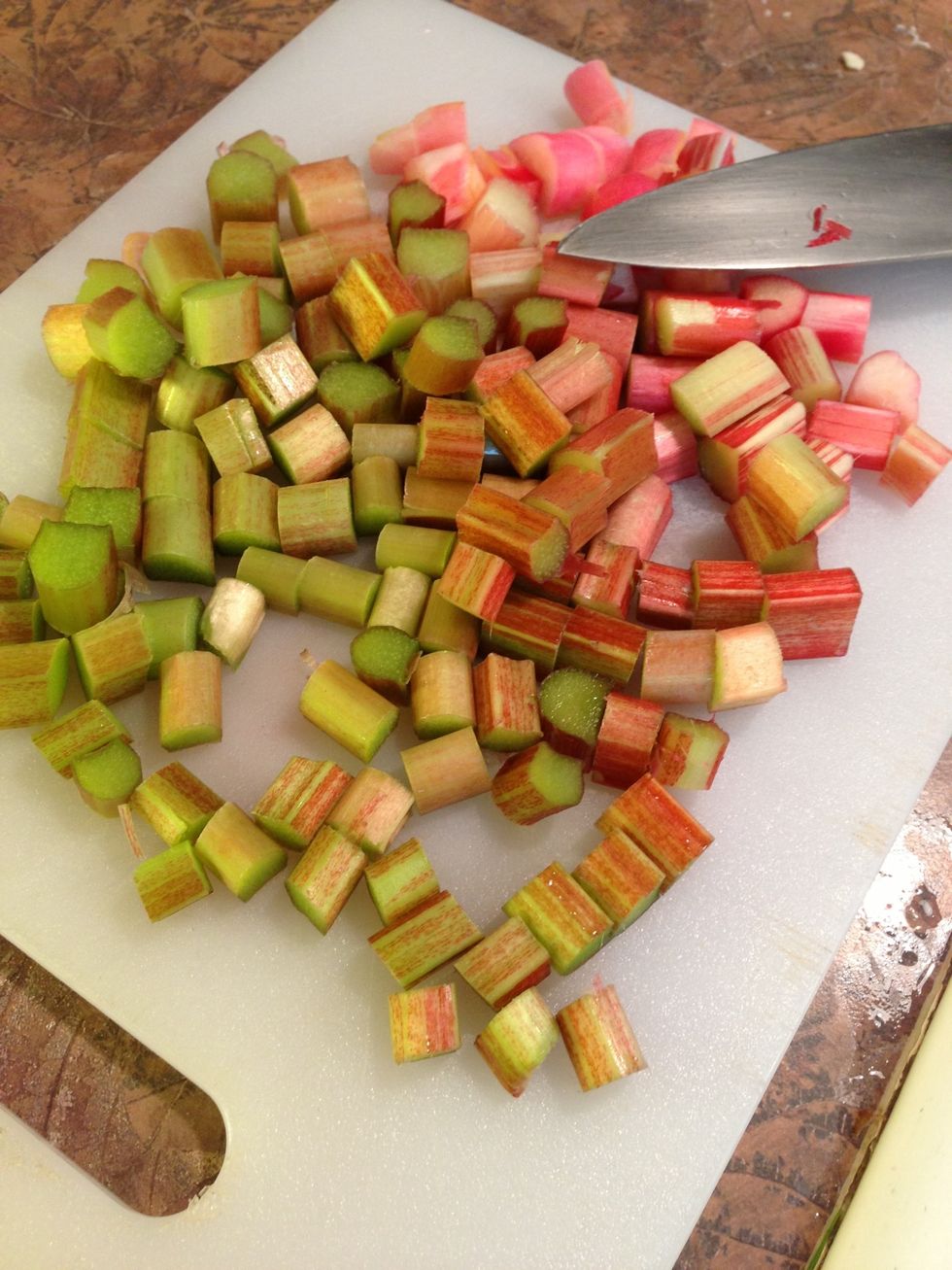 Some stalks are greener color, some more red... But both taste equally good, so mix them up.