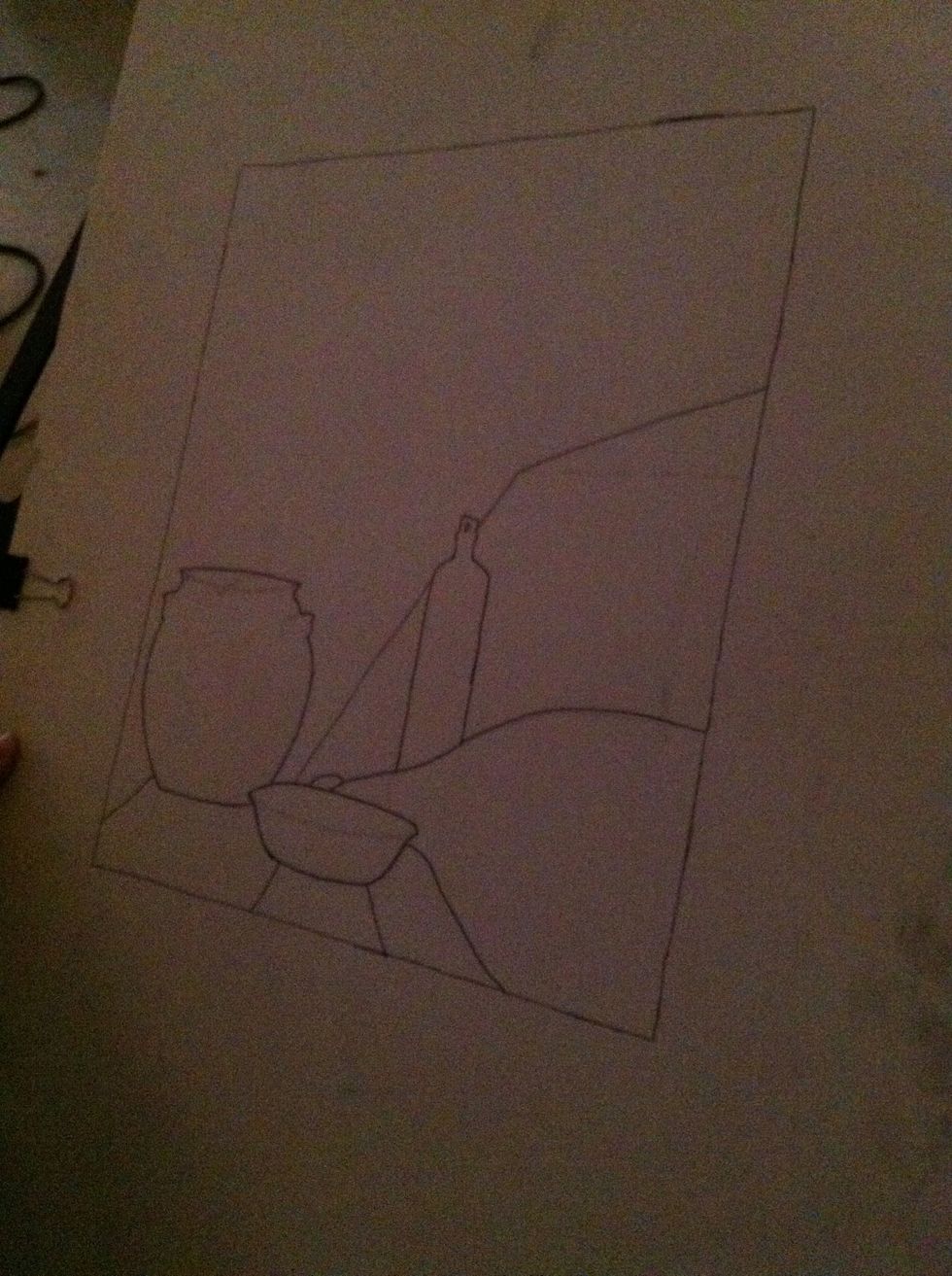 Some students like to outline the contour drawing in pen.