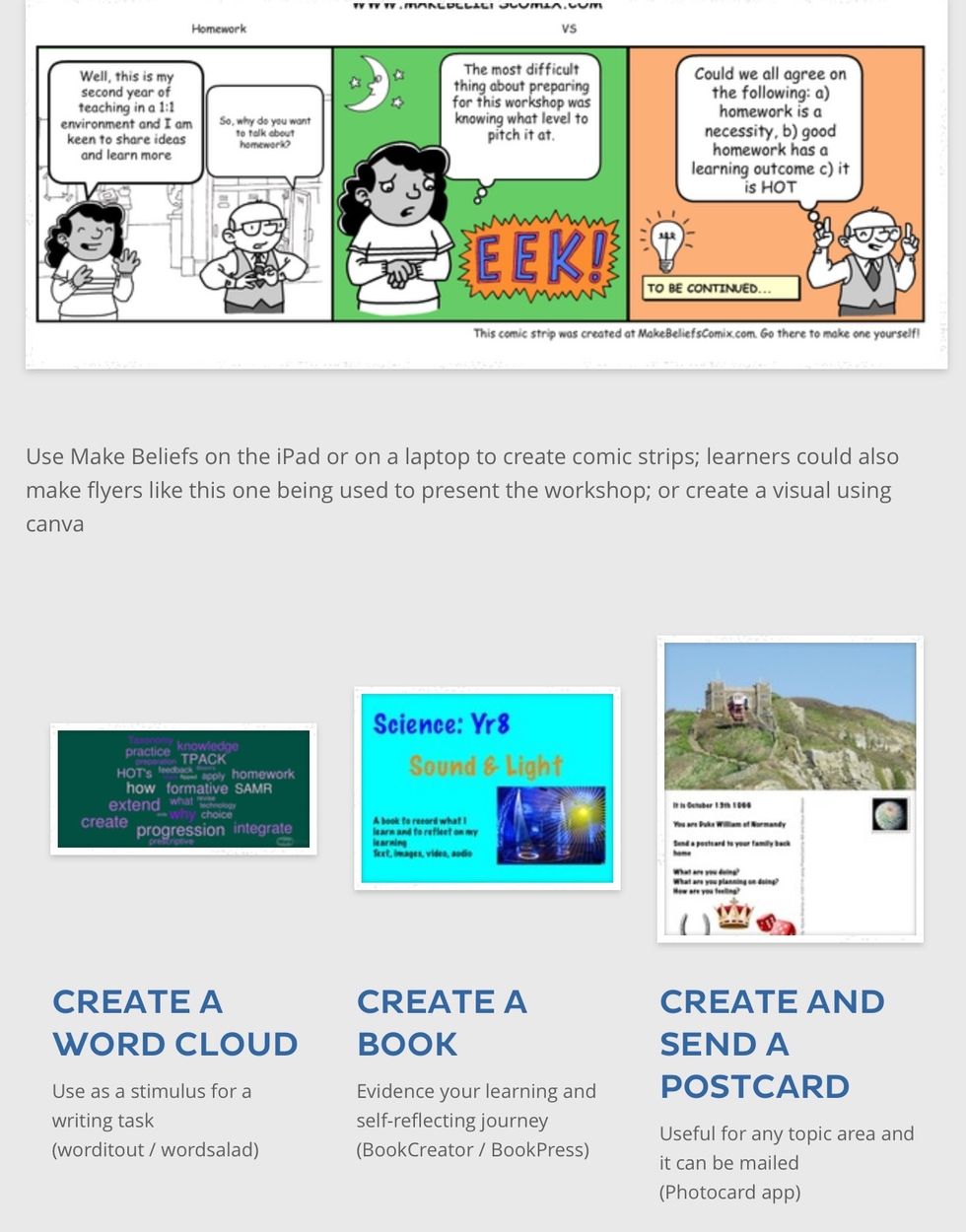Some suggestions of tech based homework tasks ...