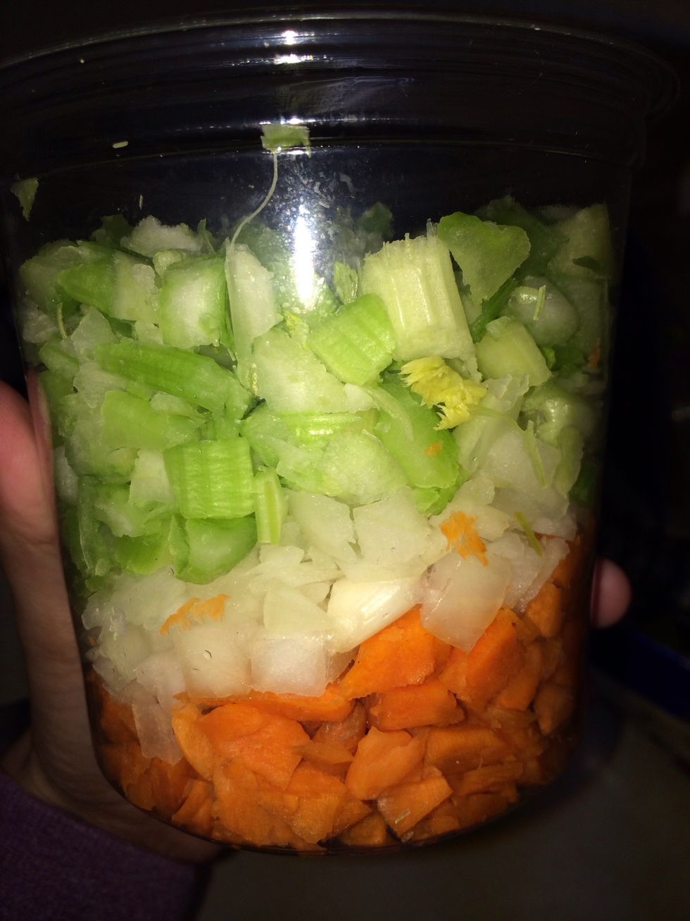 Some times your lucky and you can find it pre chopped at the store of you can find that mix do it! It saves time\ud83d\ude01