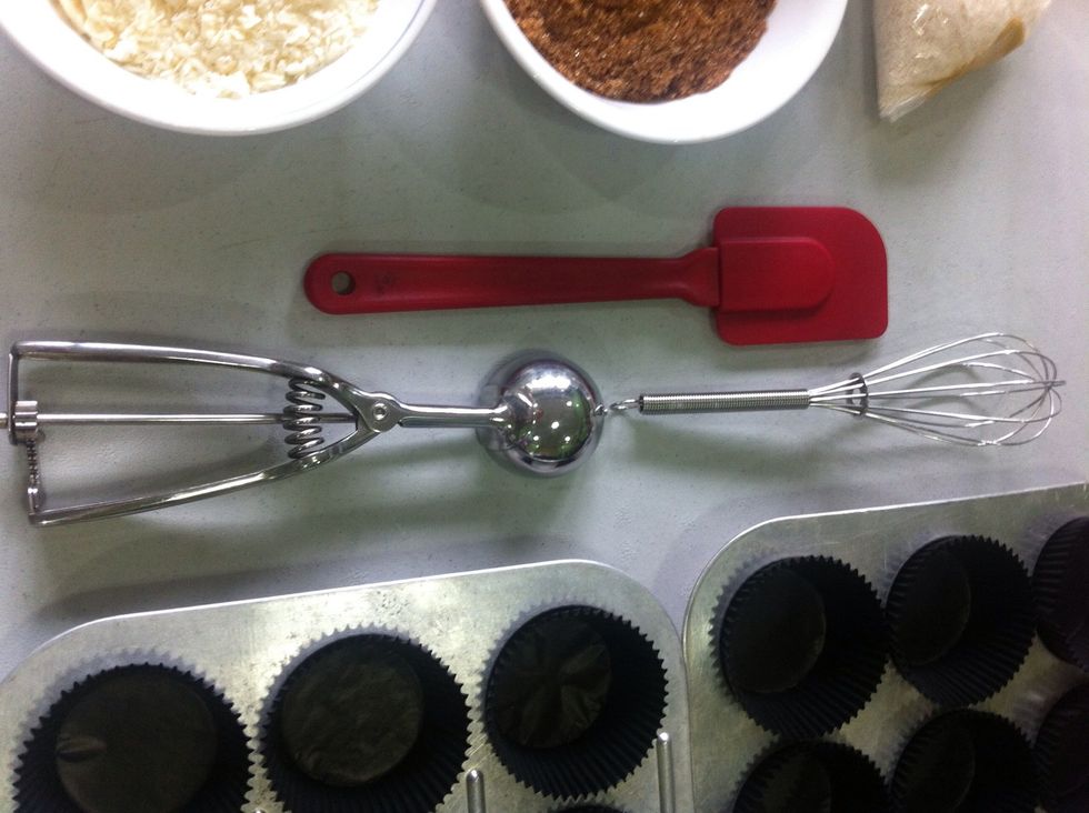 Some tools you'll need. Don't forget to pre-heat oven to 160 deg. Celcius. :)