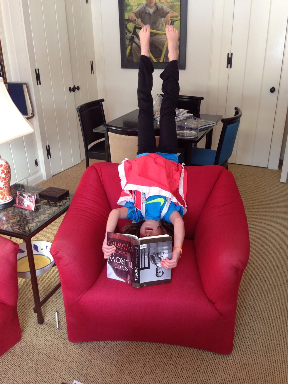 Sometimes, Hadley does yoga to de-stress.