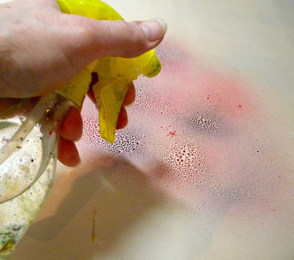 Sometimes I add a bit of water before laying the paper down if I want a lighter, more watercolor result.