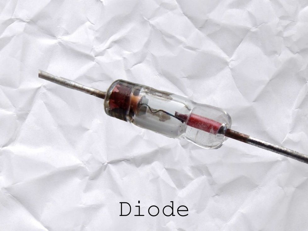 Sometimes on the source path you have other parts. One part is a DIODE. A diode is like a ONE WAY GATE.