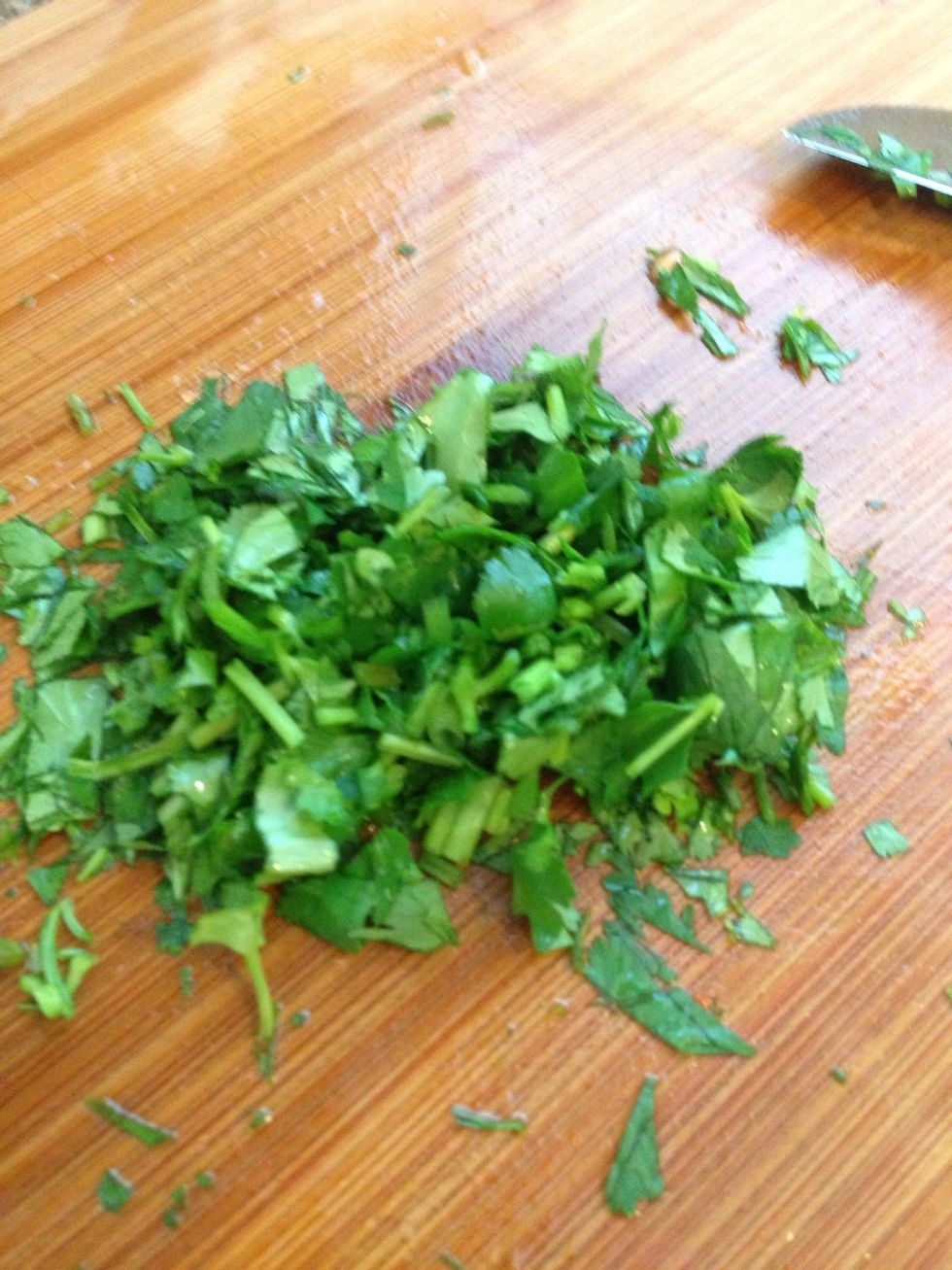 Somewhat roughly chopped - smells great!